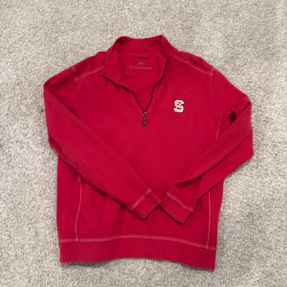 Tommy Bahama Men’s Red NC State Quarter-Zip Sweater